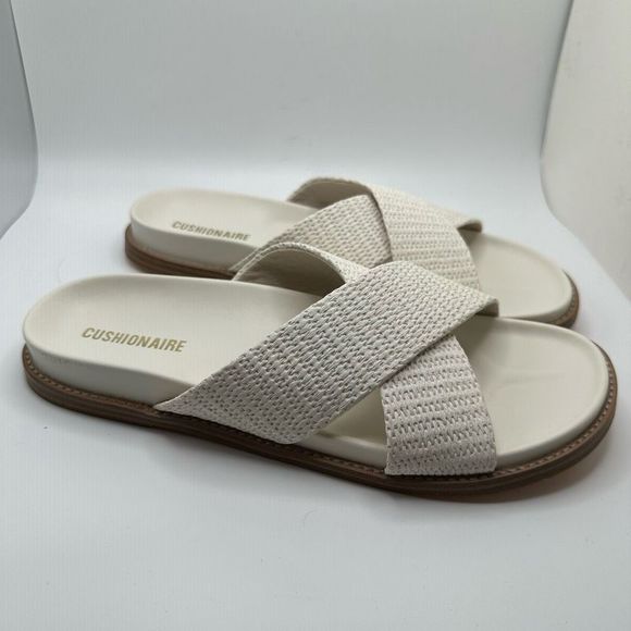 CUSHIONAIRE Women's footbed sandal with +Comfort 8.5 WHITE - Picture 1 of 7